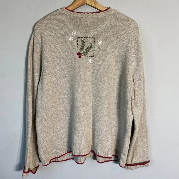 Vtg Croft & Barrow Ice Skating Christmas Wool Angora Full Zip Sweater Women's L - Picture 11 of 15